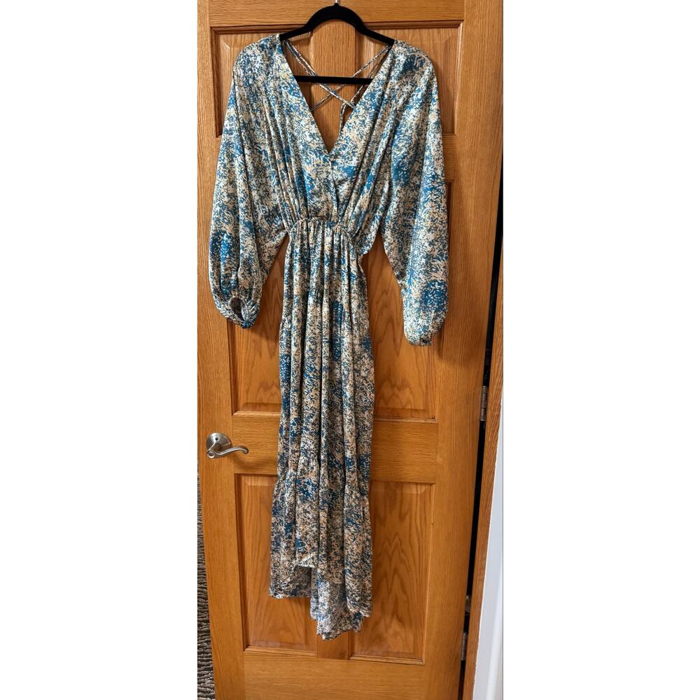 Chic Maje Tiered Printed Satin Maxi Dress - Size 4, NWT! - Picture 3 of 7